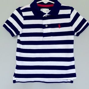 Ralph Lauren Baby Boy Polo Shirt, Navy Blue and White Striped, 18M